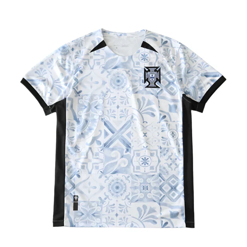 Portugal National Team Training Fan Version 2024/25 – White Azulejo Tile Print Football Shirt | FPF Crest