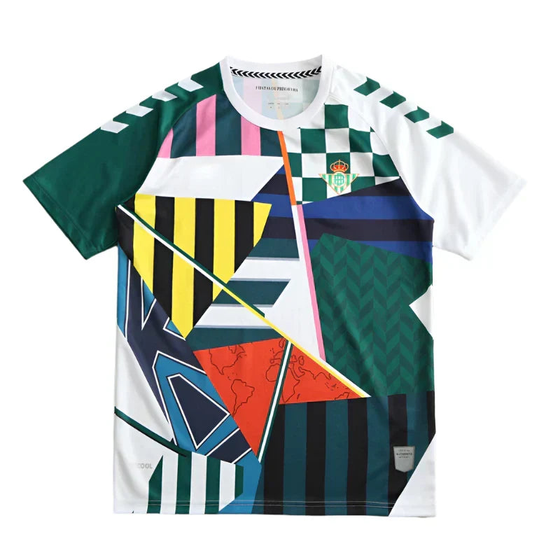 Real Betis Balompié × Hummel Special Edition Fan Version 2023/24 – Fiestas de Primavera Multicolour Geometric Patchwork La Liga Football Jersey