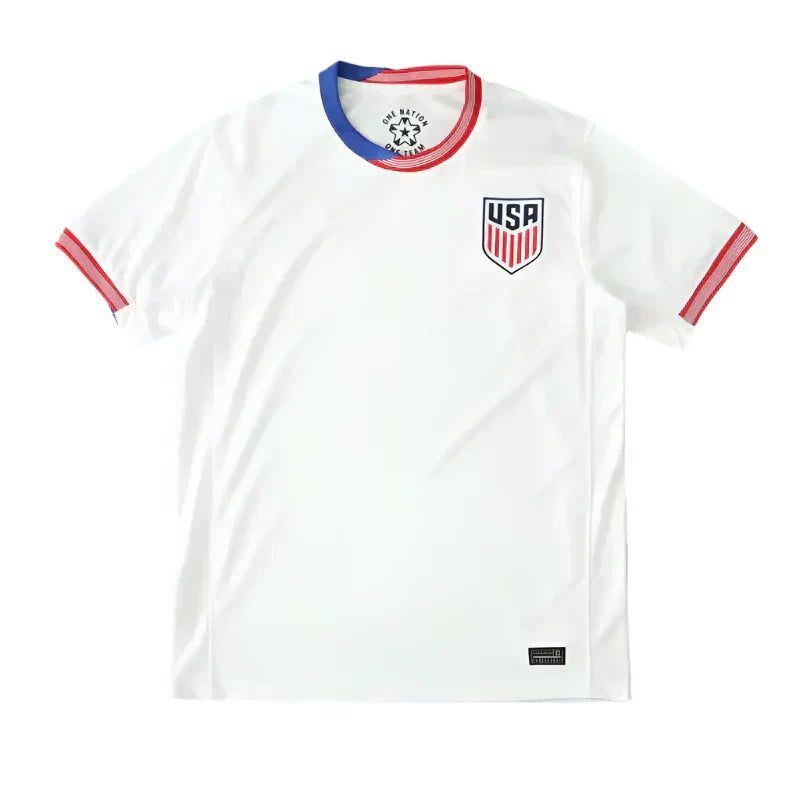 USA National Team Home Fan Version 2024 – White Blue Red Ringer USMNT Football Jersey | One Nation One Team