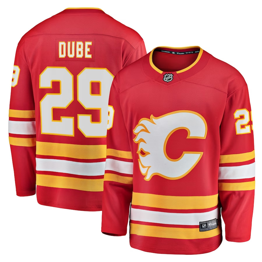 Men's Calgary Flames Dillon Dube #29 Red Home Breakaway Player Jerseys