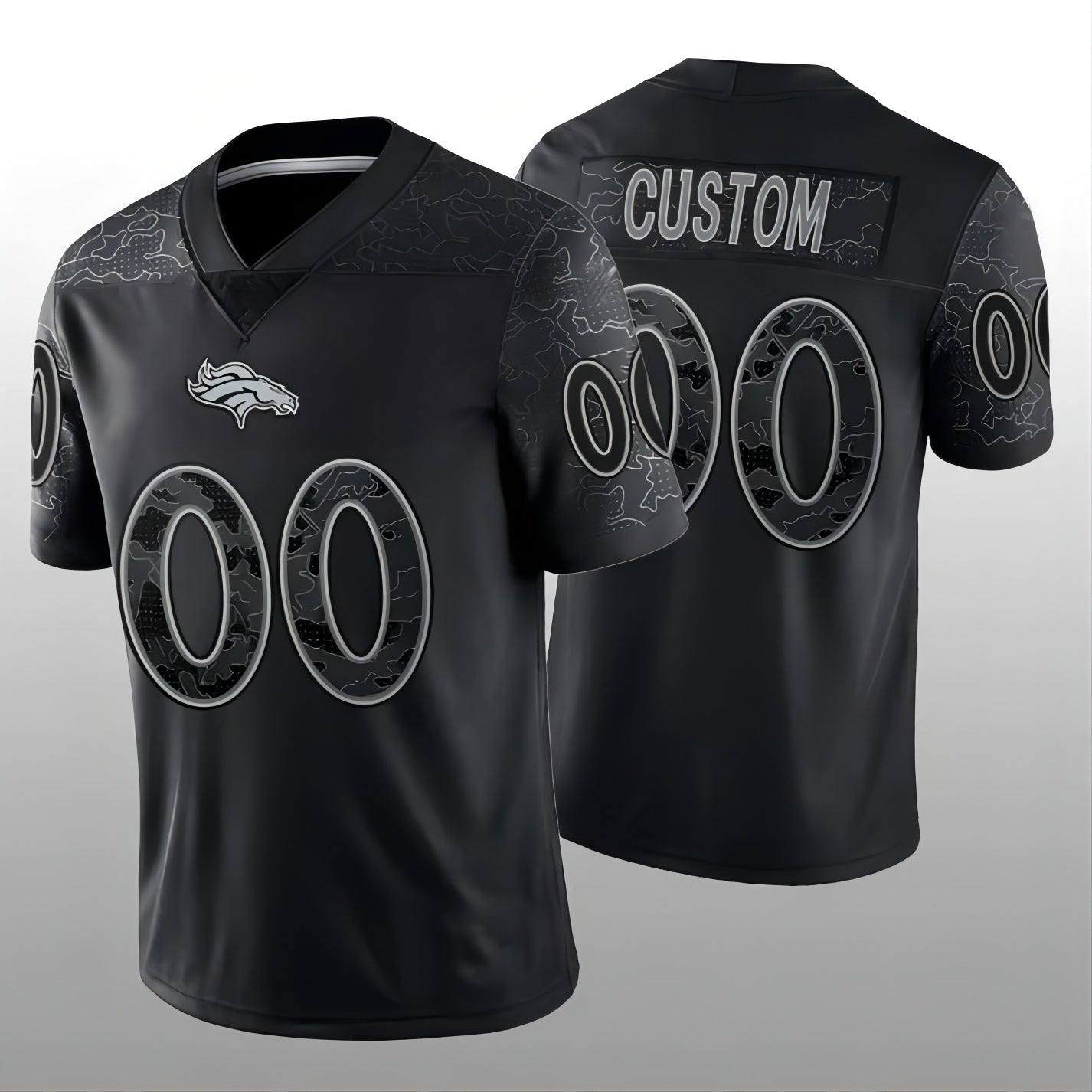Custom1 Denver Broncos Black RFLCTV Limited Jerseys Stitched Jerseys American Football Jerseys