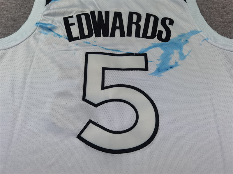 Anthony Edwards #5 Minnesota Timberwolves White 2024-25 City Edition Swingman Jersey – Nike Land of 10,000 Lakes