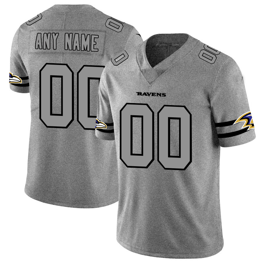 Custom1 Baltimore Ravens 2019 Gray Gridiron Gray Vapor Untouchable Limited Jerseys American Jerseys Stitched American Football Jerseys