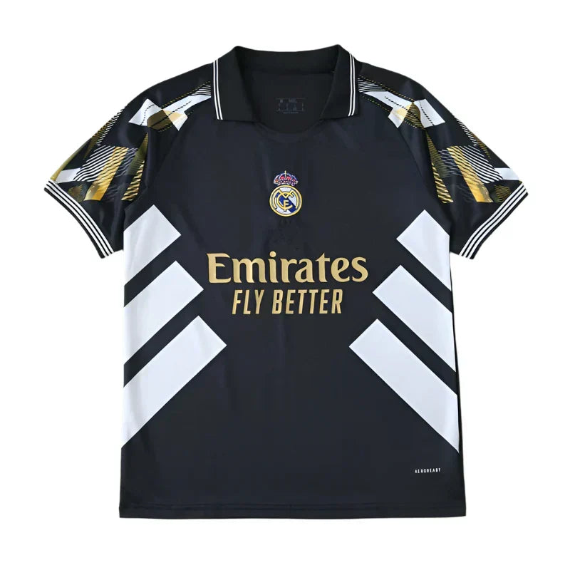 Real Madrid CF Fan Version Jersey 2025/26 – Black & White Geometric Football Shirt