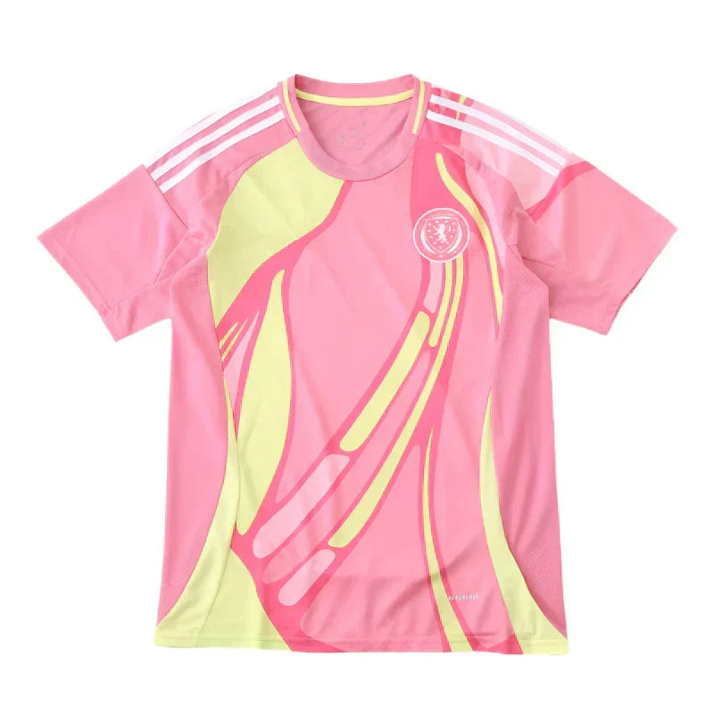 Scotland National Team Away Fan Version 2025/26 – Adidas Pink & Lime Yellow Football Jersey