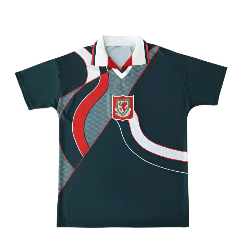 Wales National Team Away Retro Fan Version 1994/95 – Navy Blue Football Jersey | FAW Dragon Crest