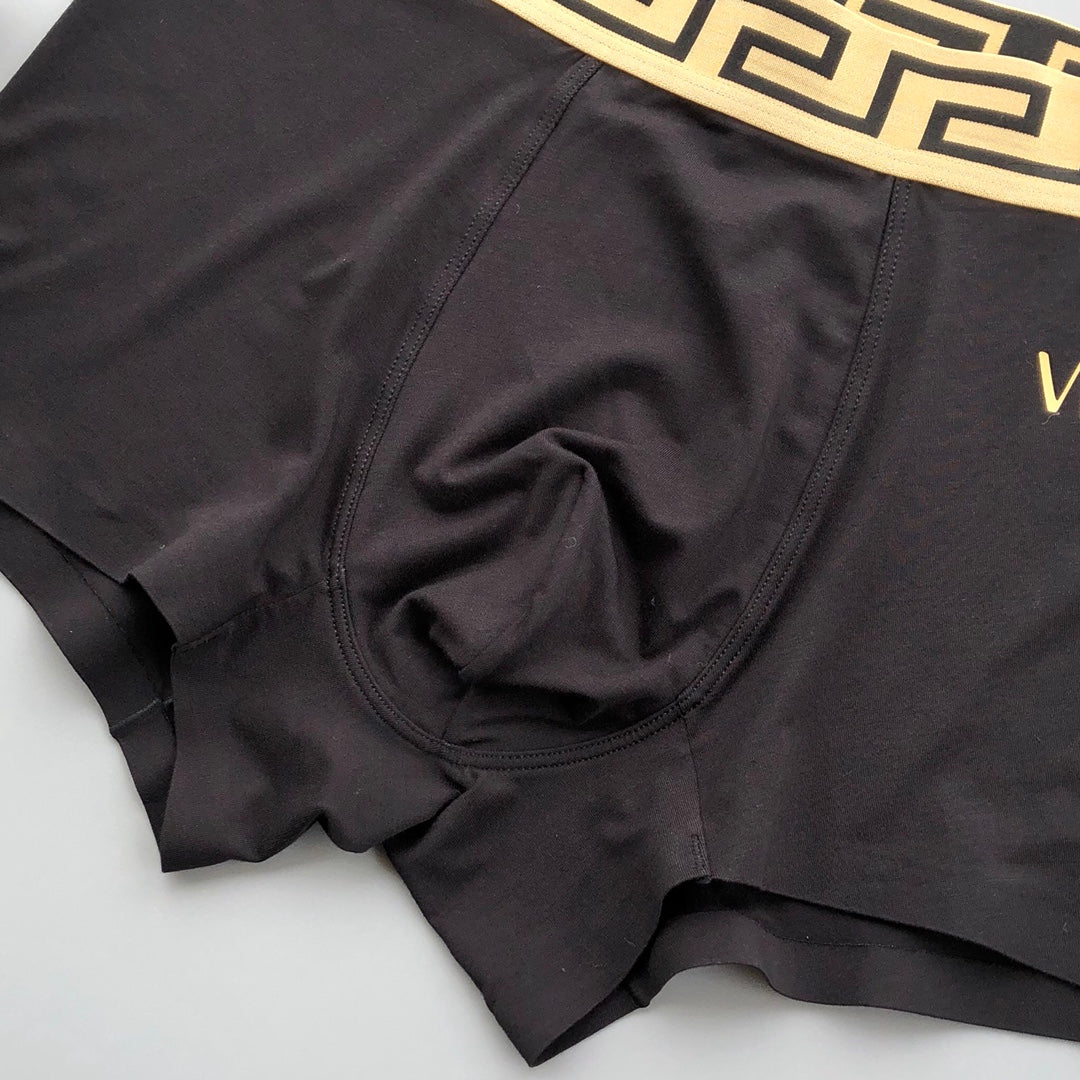 Versace Black Navy Gold Letter Edge Boxer Briefs, image 9