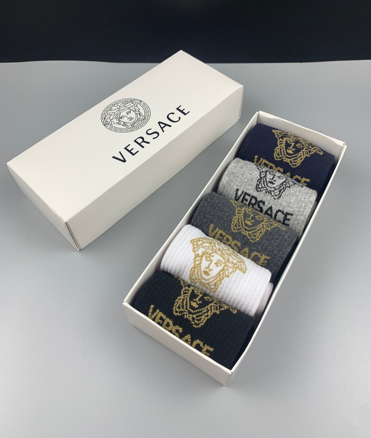Versace Neutral Small Face Fine Cuffs Ankle Socks, image 6