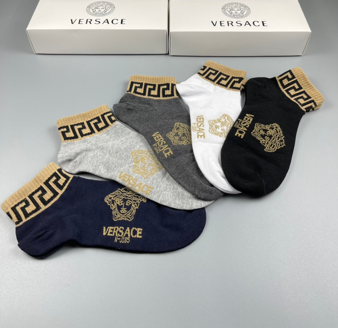 Versace Neutral Gold Key Forefoot No-Show Socks, image 9