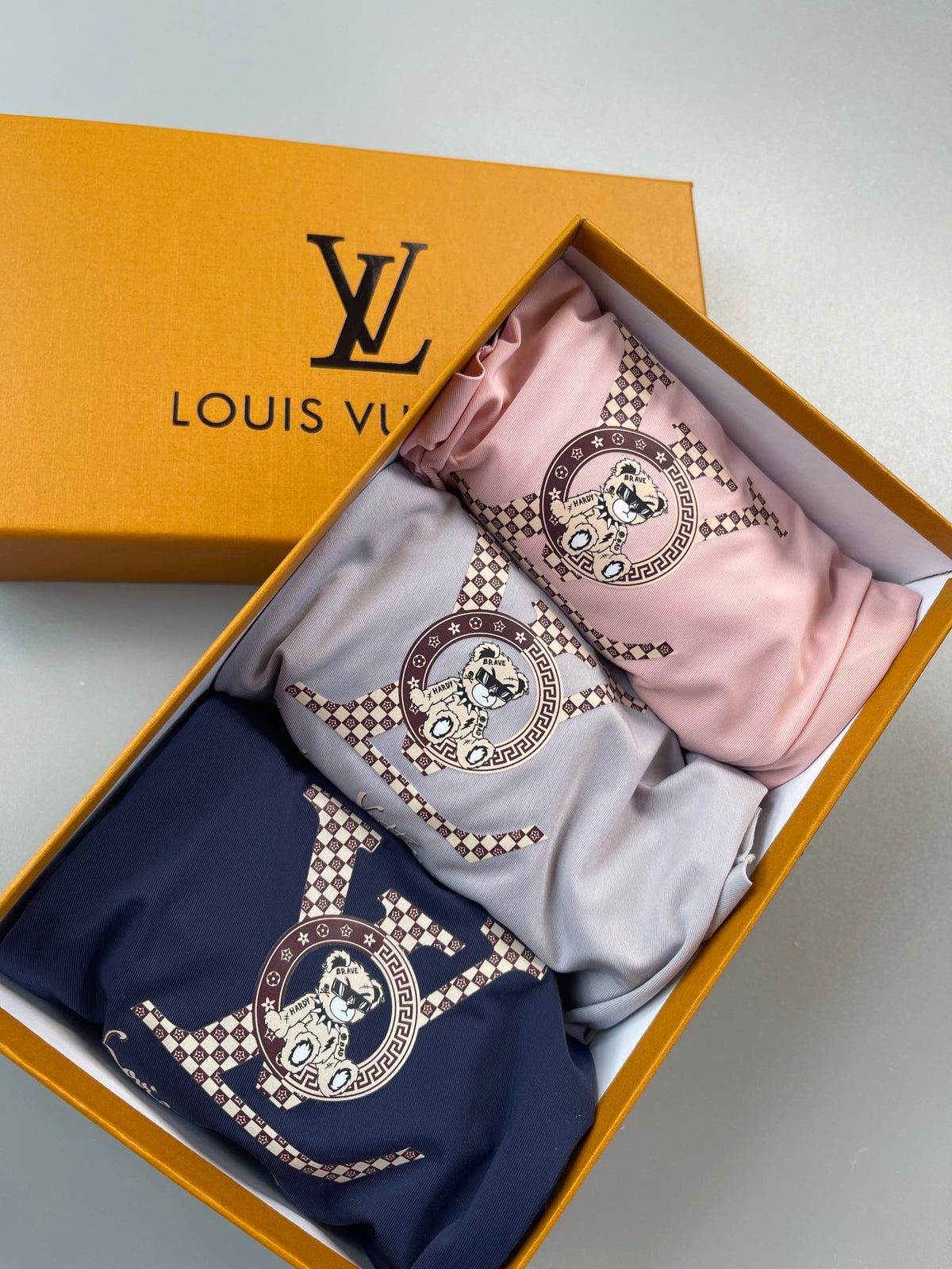 Louis Vuitton Pink Grey Navy Large Outline Monogram Boxer Briefs, image 8