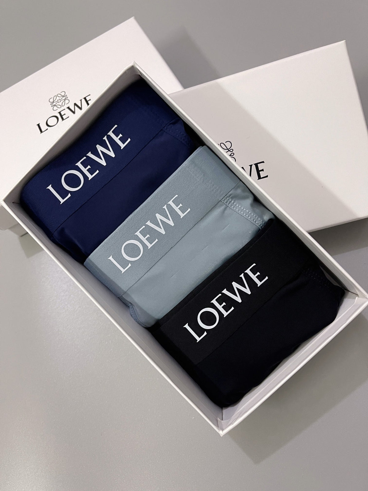 Loewe Black Blue Grey White Anagram Boxer Briefs, image 9
