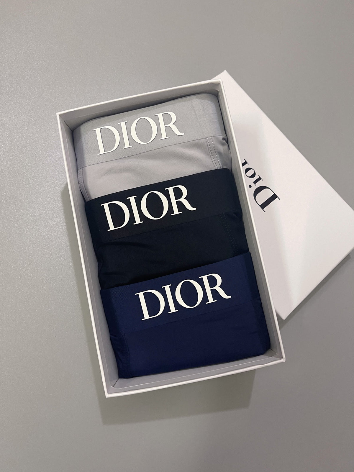 Dior Grey Navy Black Small Waist Wordmark Boxer Briefs, image 9