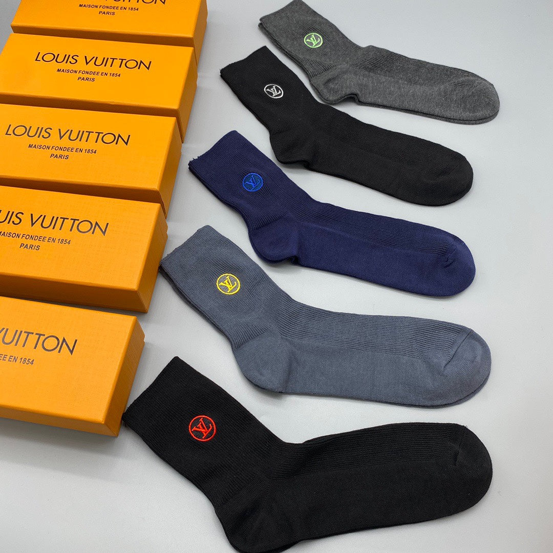 Louis Vuitton Grey Navy Black Small Coloured Flowers No-Show Socks, image 9