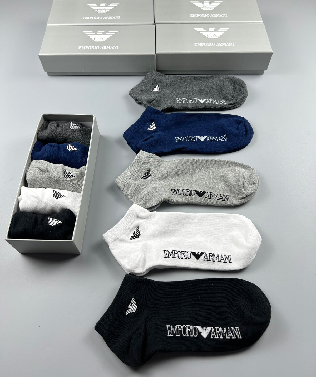 Emporio Armani Neutral Small Wing Marks No-Show Socks, image 9