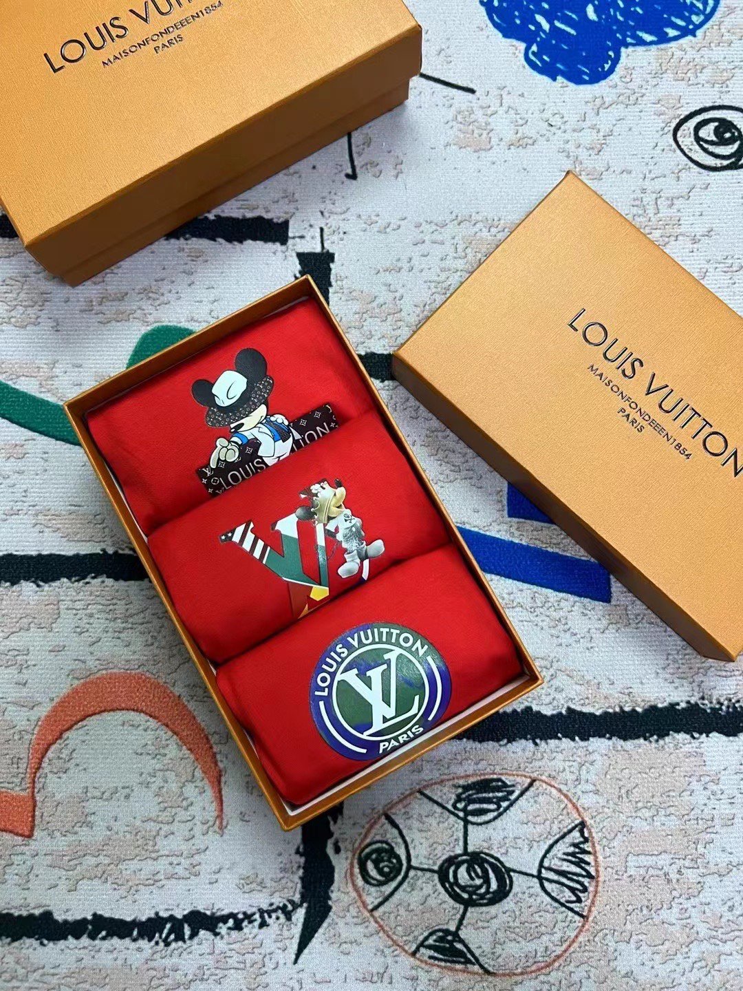 Louis Vuitton Red Small Cartoon Motif Trio Boxer Briefs, image 9