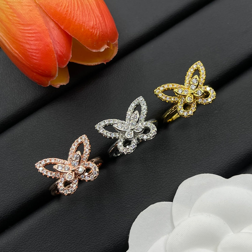Graff Layered Butterfly Stud earrings in Silver Tone, detail view 21