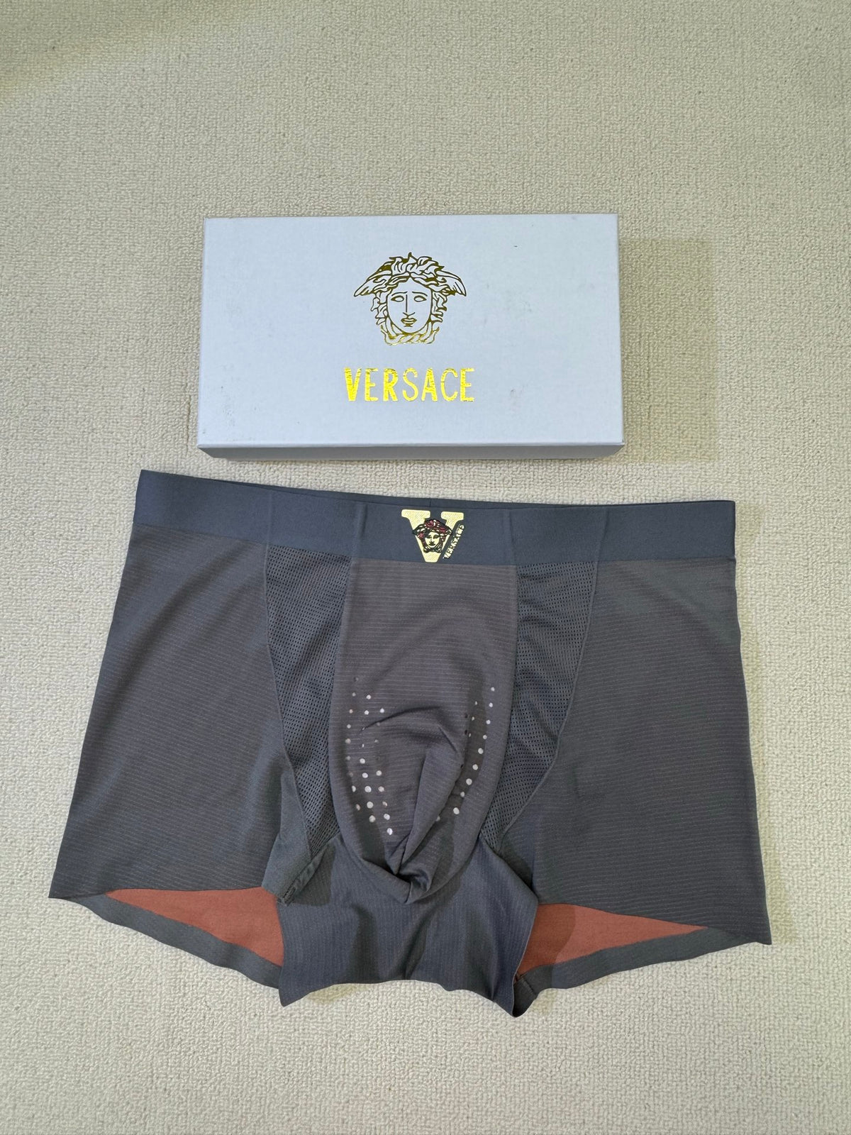 Versace Blue Small Gold Waist Face Boxer Briefs, image 9