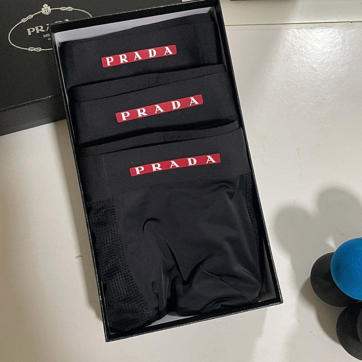 Prada Black Small Red Waist Marks Boxer Briefs, image 9