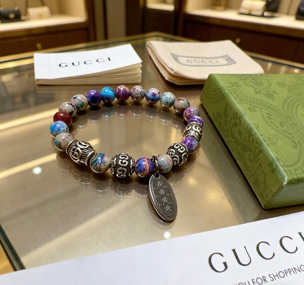 Gucci Anger Forest Serpentine Stone Distressed Unisex Bracelet - image 9