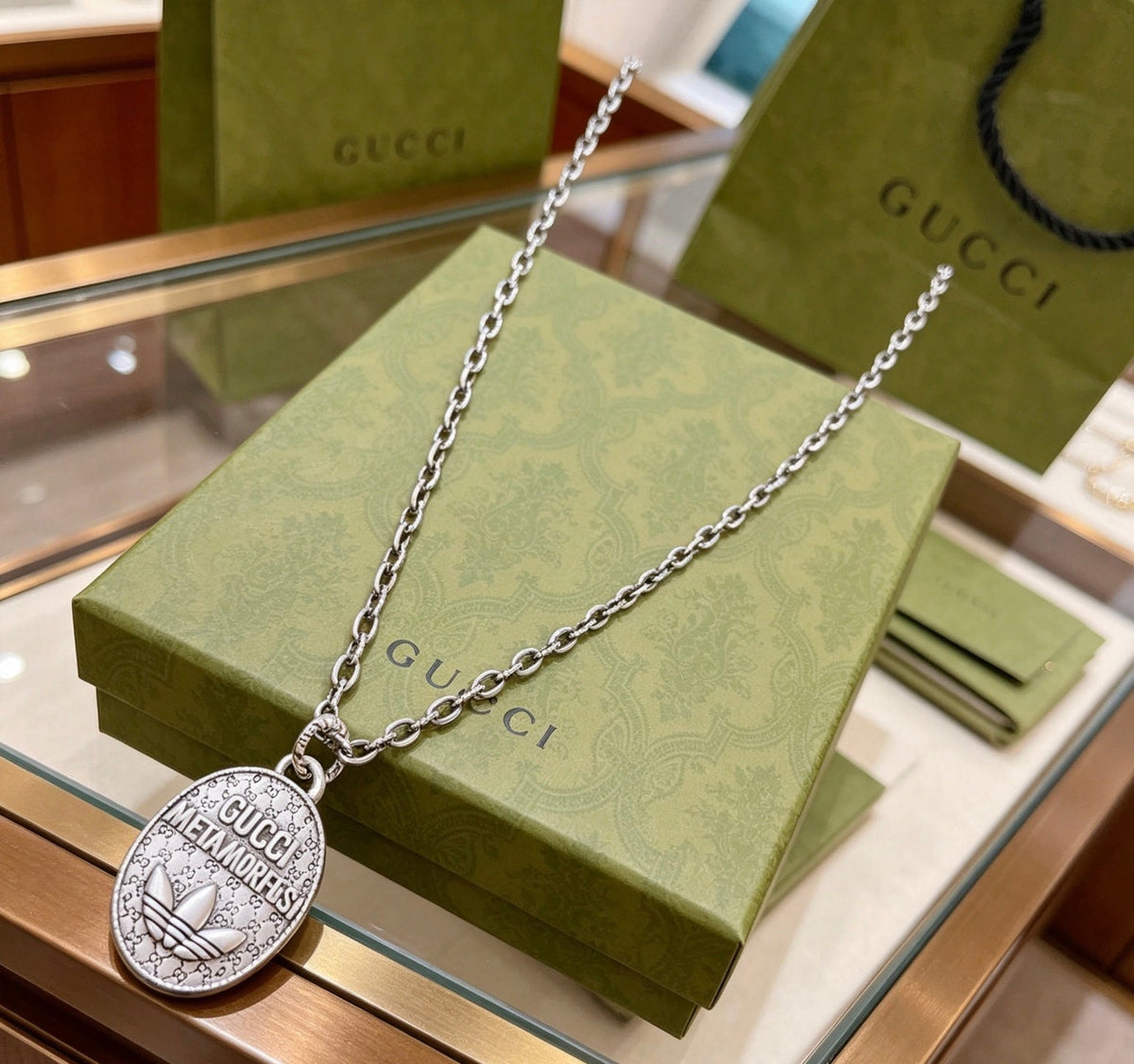 Gucci Anger Forest Chain Distressed Vintage Silver-Tone Necklace – Style 32 - image 9