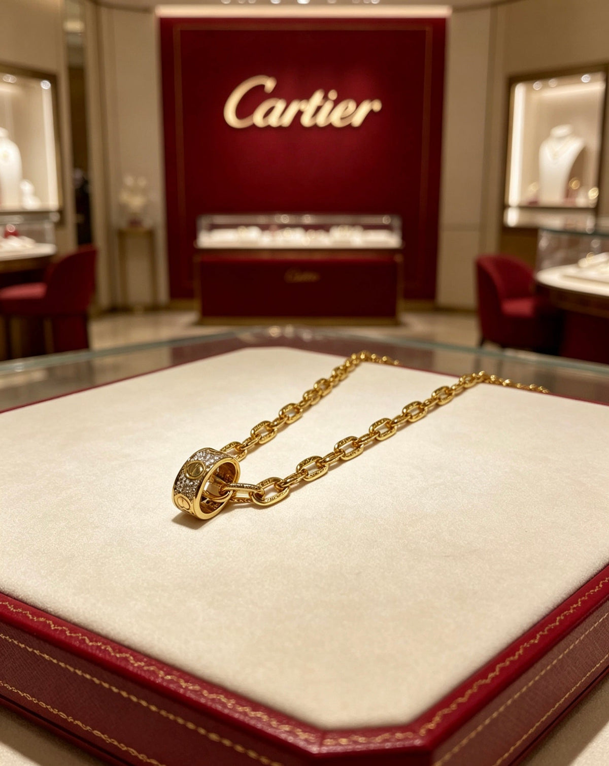 Cartier Style 198 gold-tone pendant necklace view 9