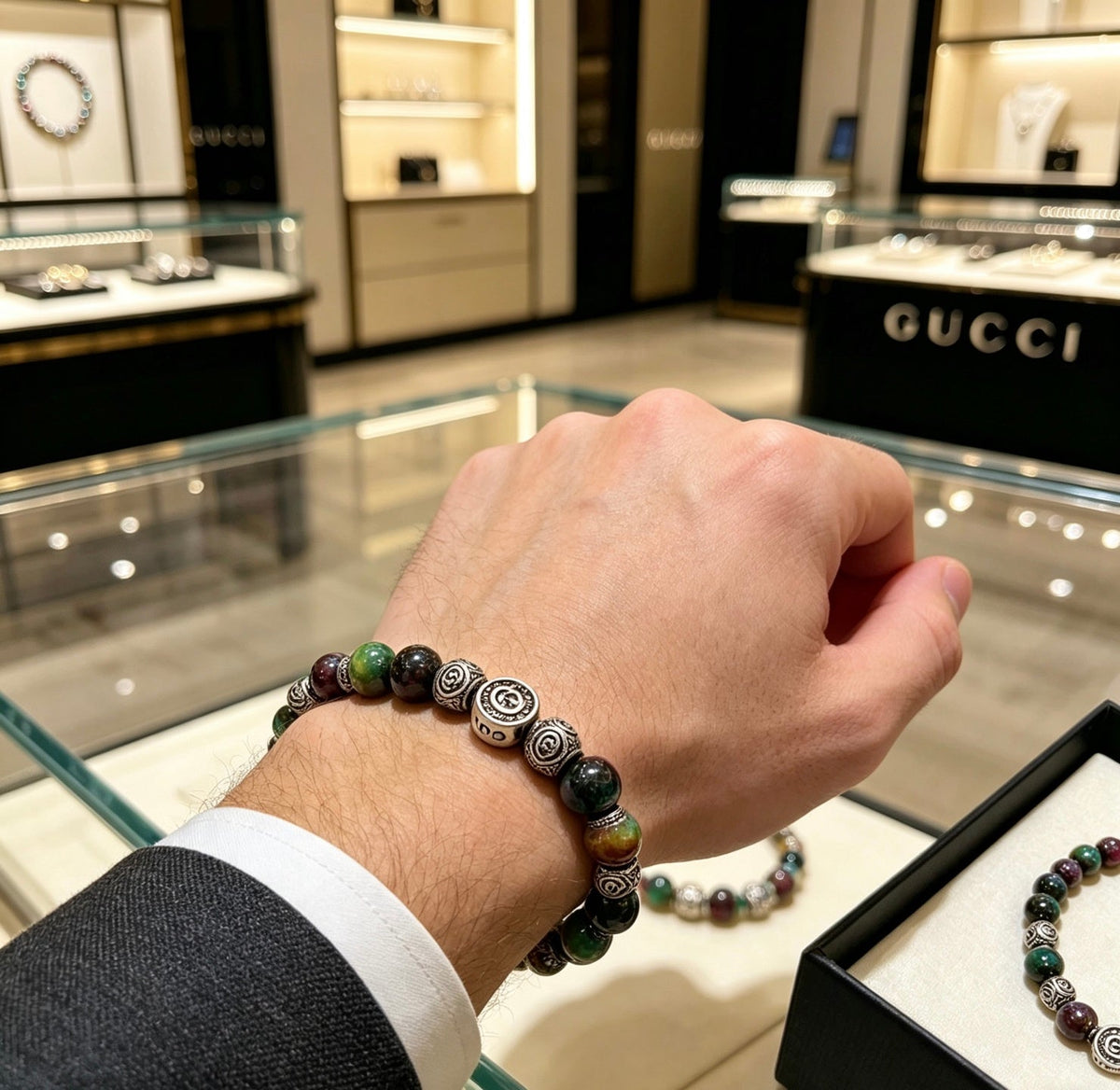 Gucci Anger Forest Black Onyx Tiger Eye Crystal Bracelet – Style 02 - image 9