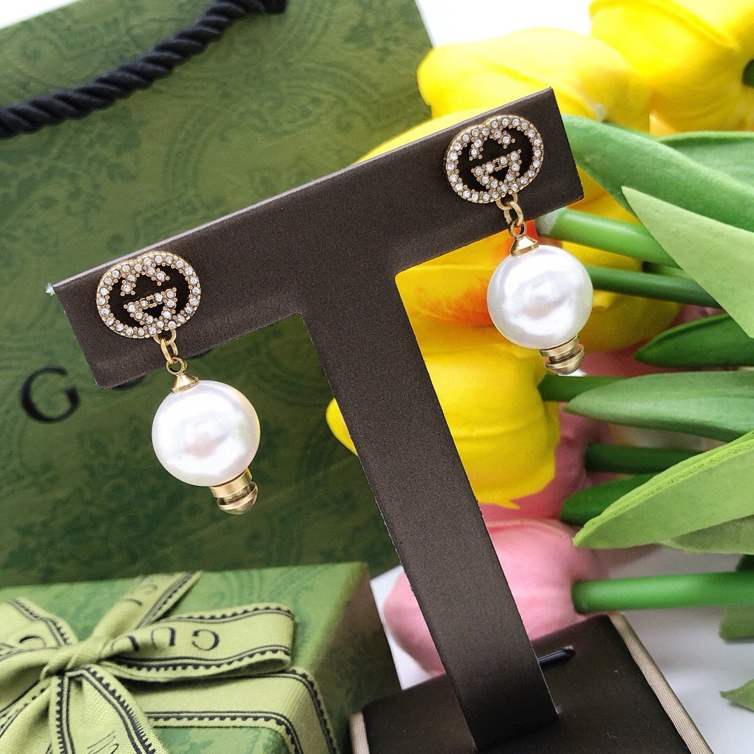 Gucci Pearl Crystal Stud Earrings – Style 02 - image 7