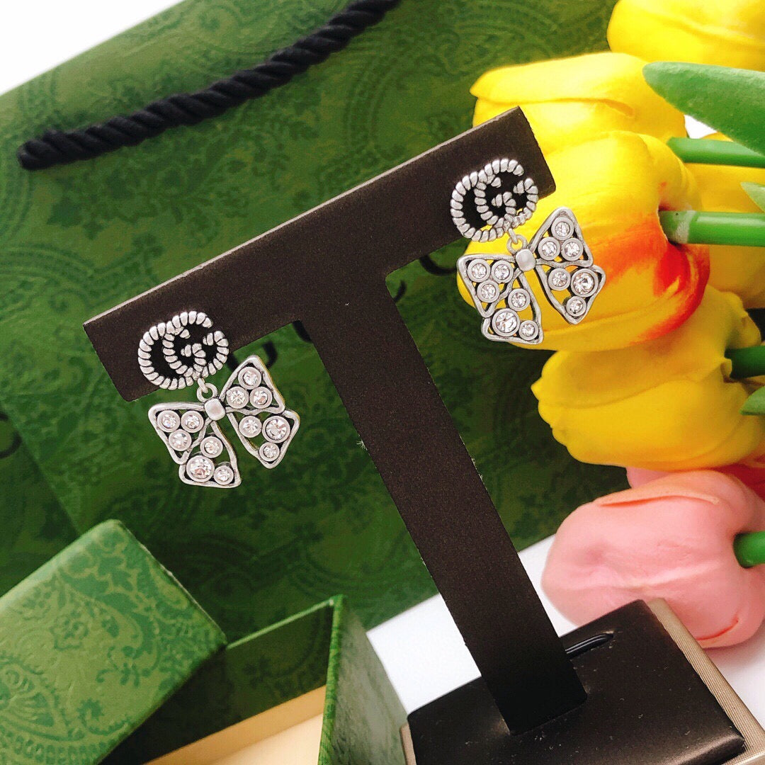 Gucci Double G Butterfly Gold-Tone Silver-Tone Earrings – Style 02 - image 7