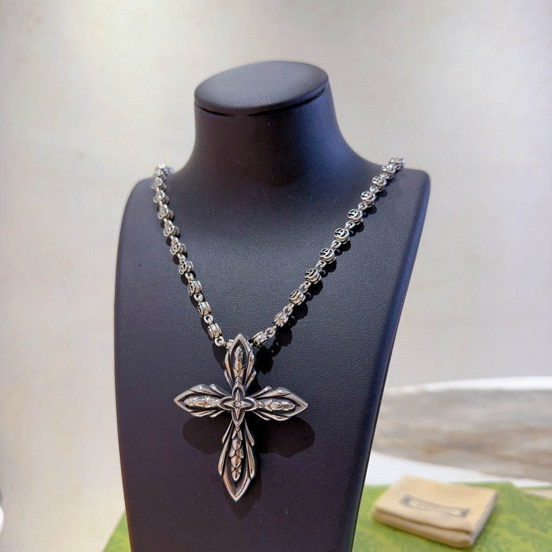 Gucci Anger Forest Chain Distressed Vintage Silver-Tone Necklace – Style 40 - image 9