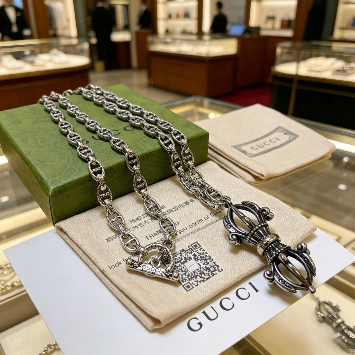 Gucci Anger Forest Chain Distressed Vintage-Inspired Necklace – Style 61 - image 9