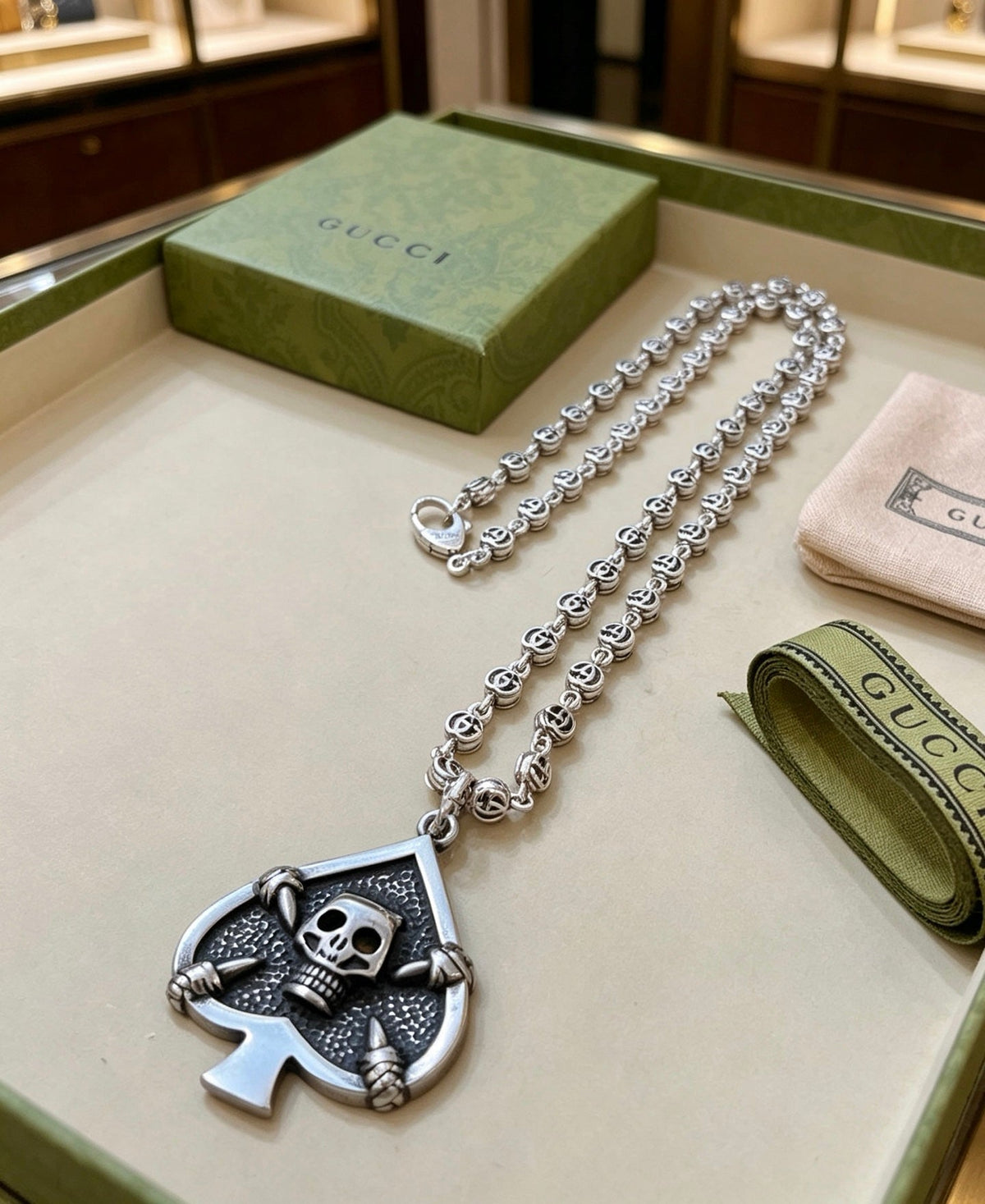 Gucci Anger Forest Skull Chain Distressed Necklace – Style 02 - image 9