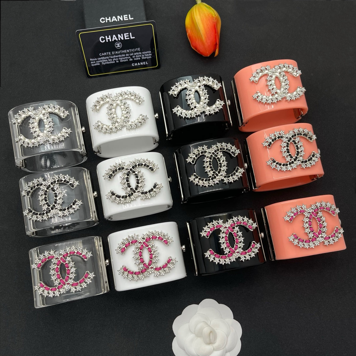 Chanel style acrylic resin bracelets - product photo 8