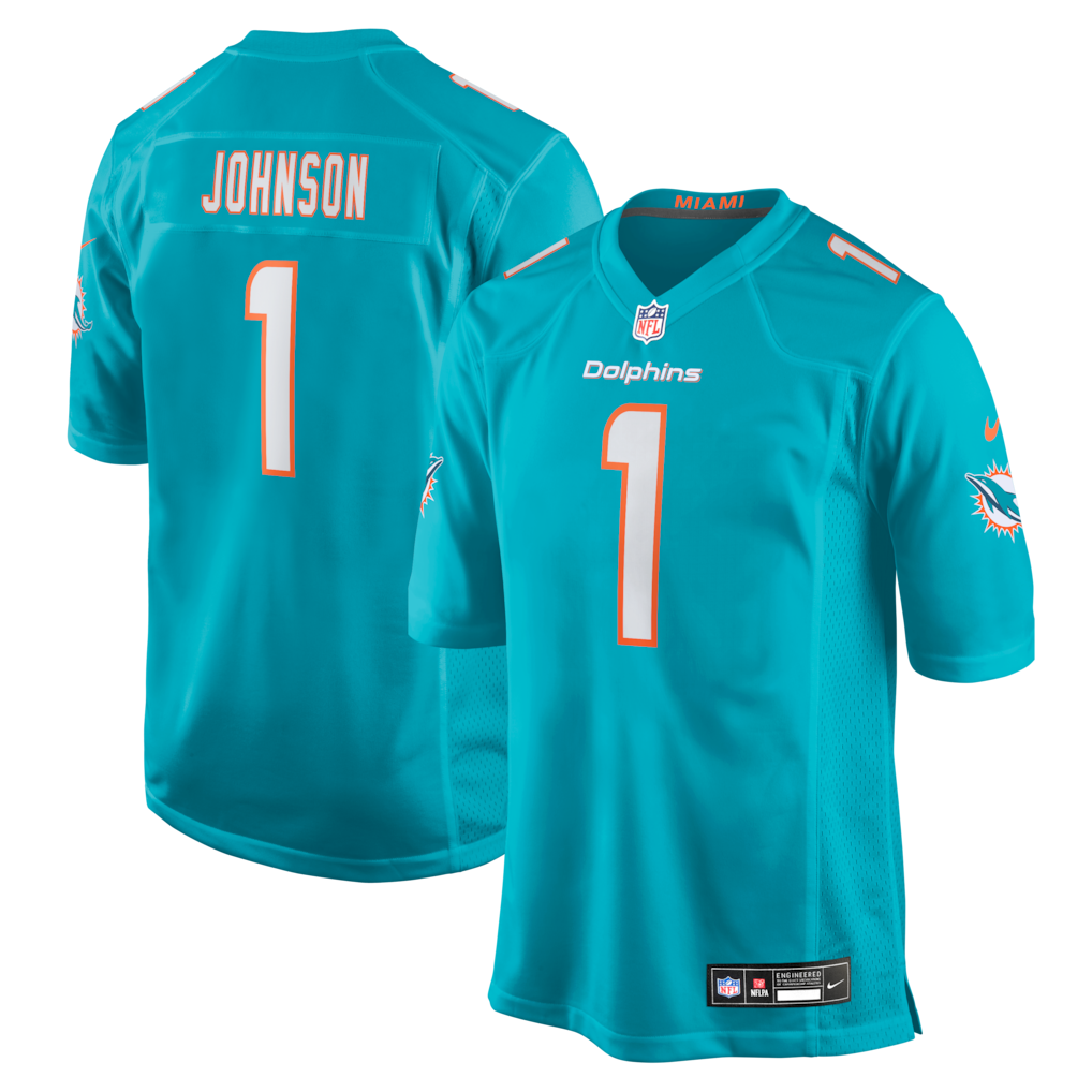 Chris Johnson Miami Dolphins 2026 NFL Draft First Round Pick No. 27 Jersey - Aqua