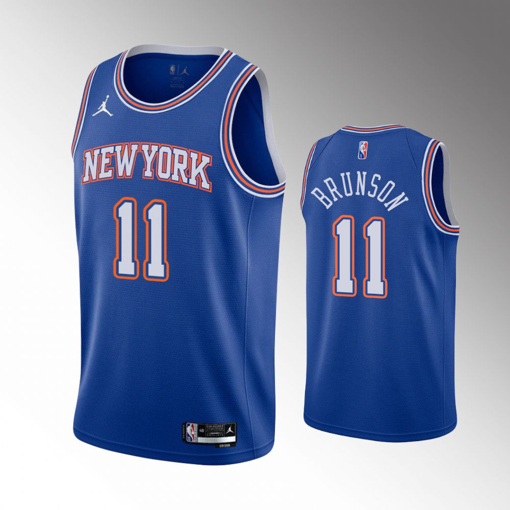 Jalen Brunson #11 New York Knicks Jordan Brand Royal Blue Statement Edition Swingman Jersey — 75th Anniversary