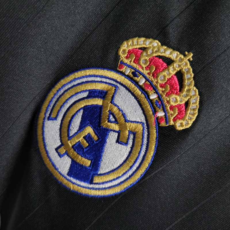 Real Madrid 2006-07 Away Retro Jersey – Adidas Black BenQ Siemens R.Carlos Raul Beckham La Liga Champions League Football Shirt