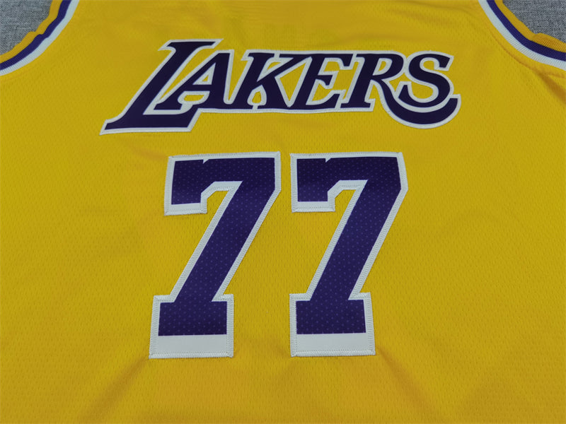 Men's Los Angeles Lakers Luka Doncic #77 Gold Swingman Jerseys - Icon Edition