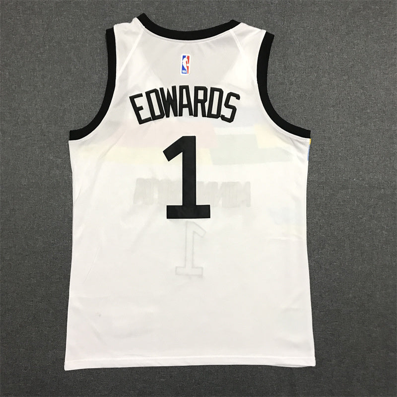 Anthony Edwards #1 Minnesota Timberwolves White 2022-23 City Edition Swingman Jersey – Nike Rainbow Stripe