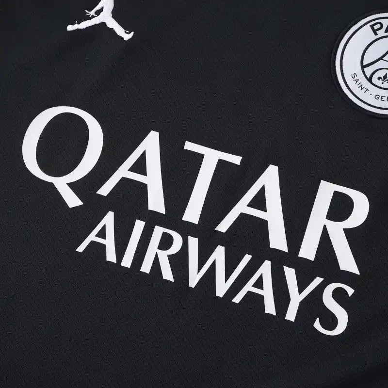 PSG 2024/25 Fourth Jersey – All Black Wing Outline Kvaratskhelia Dembélé Fan Version