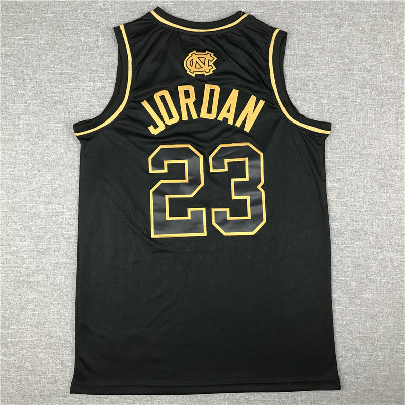 Michael Jordan #23 North Carolina Tar Heels Jordan Brand Black Gold Edition Swingman Jersey