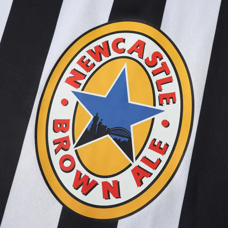 Newcastle United 1997-99 Home Retro Jersey – Black & White Stripe Brown Ale Fan Version