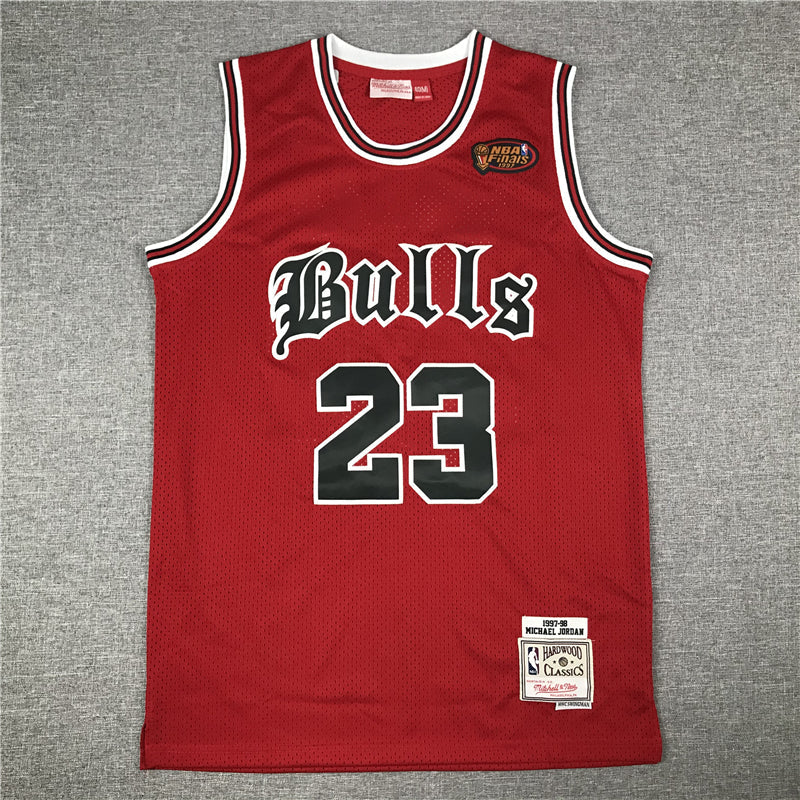 Michael Jordan #23 Chicago Bulls Mitchell & Ness Red 1997-98 Gothic Font NBA Finals Hardwood Classics Swingman Jersey