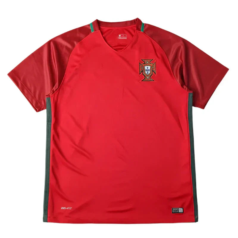 Portugal National Team Home Retro Fan Version 2016 – Scarlet Red Euro Championship Football Jersey | FPF Embroidered Crest