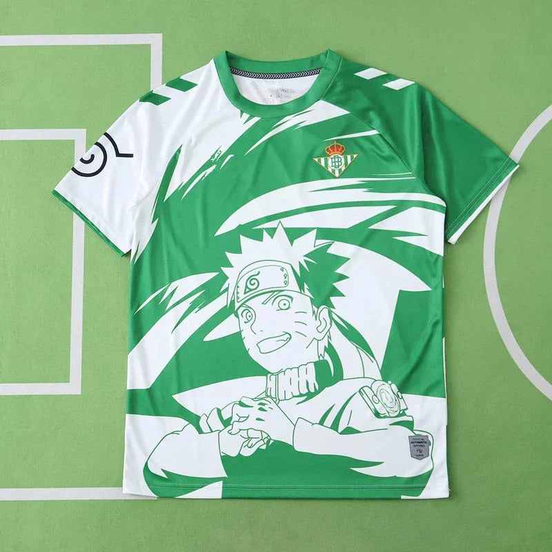 Real Betis Balompié × Naruto Fan Version 2024/25 – Green & White Naruto Uzumaki Graphic La Liga Football Jersey | Anime Collab Kit
