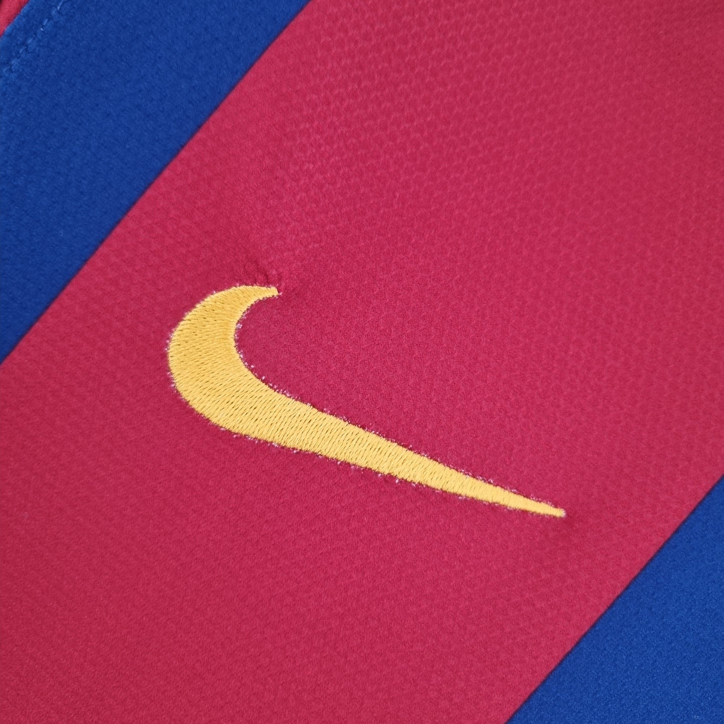Barcelona 2010-11 Home Long-Sleeve Retro Jersey – Nike Blue Red Broad Vertical Stripes Yellow Crew Neck Unicef FCB Crest Messi Xavi Iniesta Puyol Dani Alves David Villa La Liga Champions League Fan Version Football Shirt