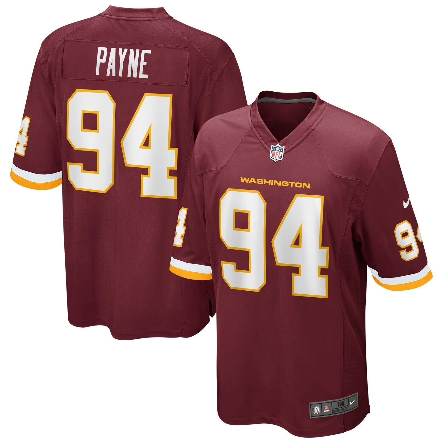 Daron Payne Washington Football Team Game   Jersey - Burgundy