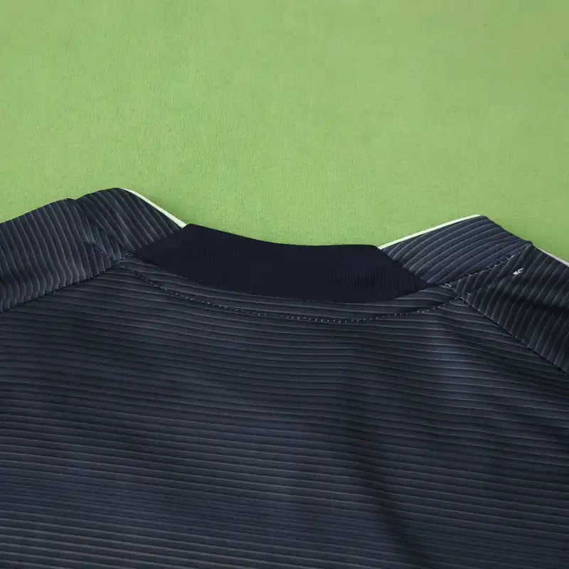 Real Madrid CF Away Fan Version 2025/26 – Dark Navy Adidas Horizontal Texture Jersey with Neon Trim | Emirates La Liga Football Shirt