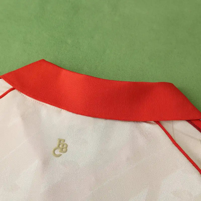 FC Bayern München Retro Collaboration Style Fan Jersey 2024/25 – Cream & Red Polo Collar Shirt