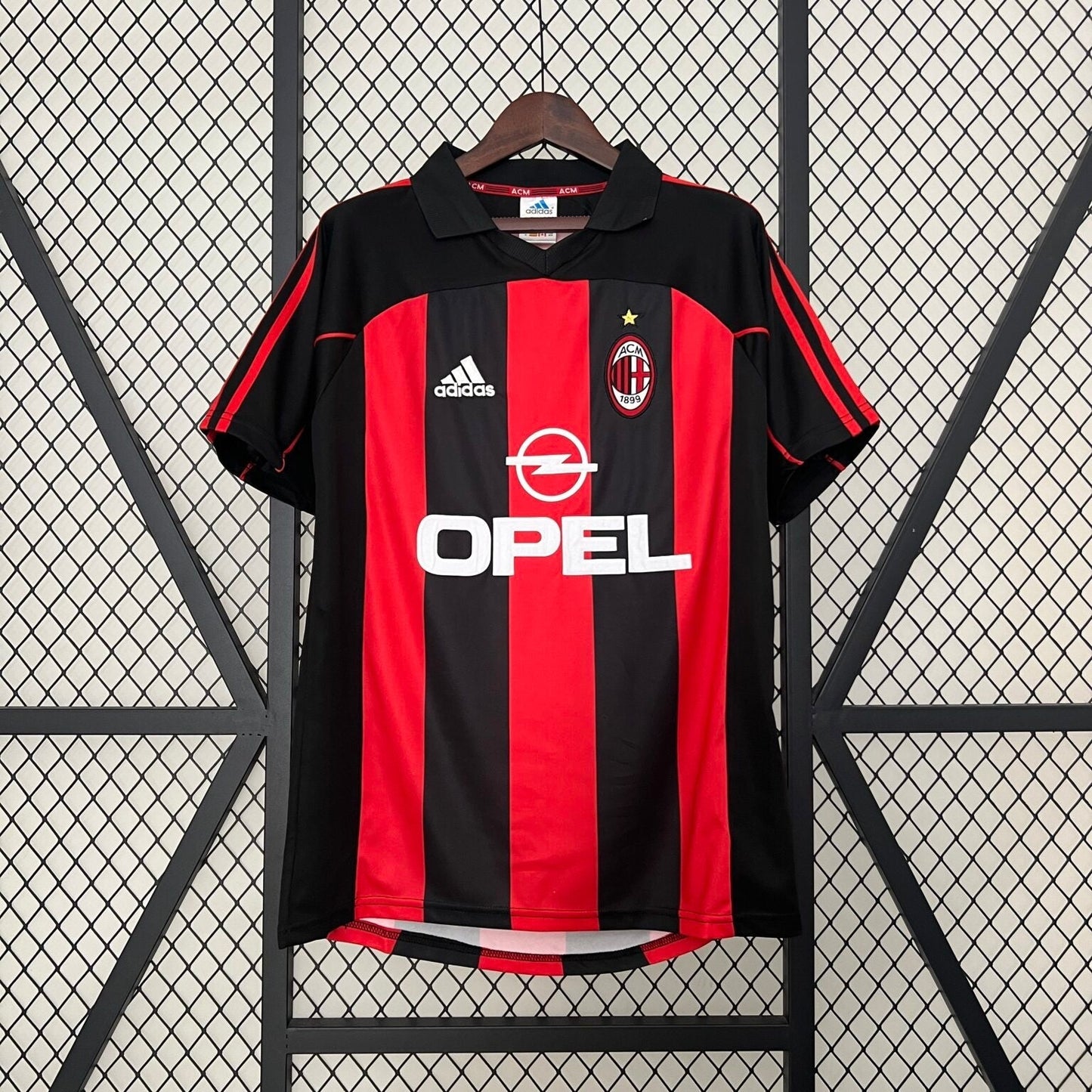 AC Milan 2000-02 Home Jersey – Red Black Stripes Adidas Opel Serie A Retro Football Shirt