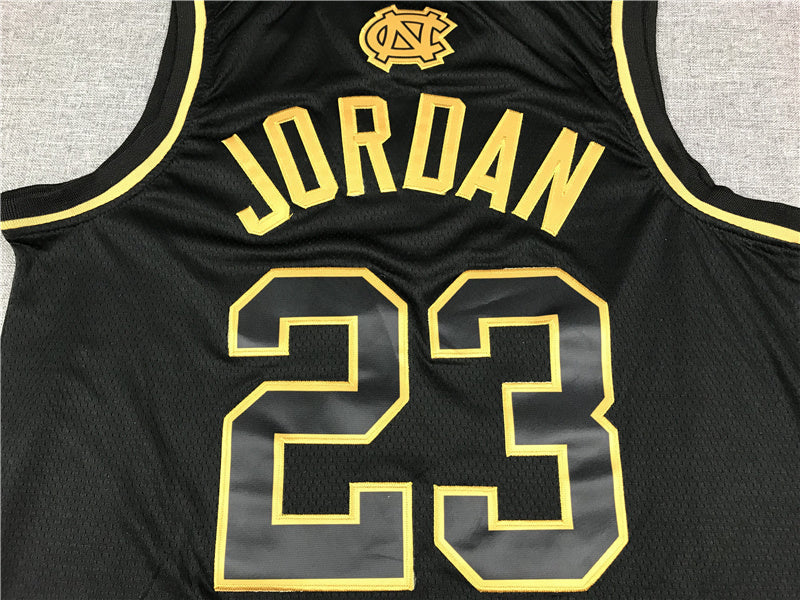 Michael Jordan #23 North Carolina Tar Heels Jordan Brand Black Gold Edition Swingman Jersey