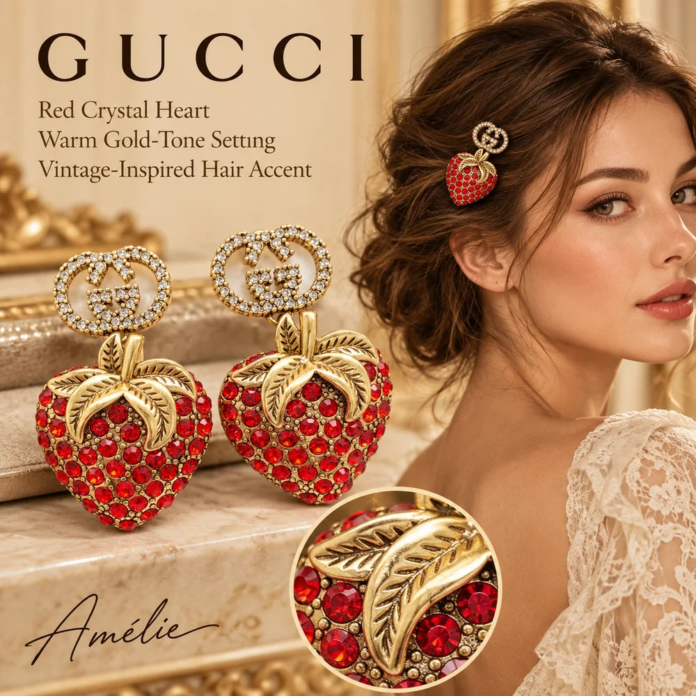 Gucci Vintage-Inspired Red Gold-Tone Hair Clip main product image